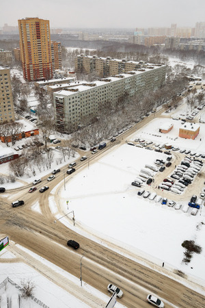 City of Balashikha in winter. View of the urban crossroads. Balashikha, Moscow region, Russia.の写真素材