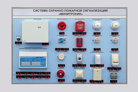 NOGINSK, RUSSIA - JUNE 06, 2018. Fire alarm system Minitronik. International exhibition Complex...