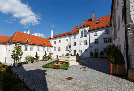 Inner courtyard of the Klosterneuburg Monastery - twelfth-century Augustinian monastery of the Roman Catholic Church. Town of Klosterneuburg, Lower Austria, Europe.のeditorial素材