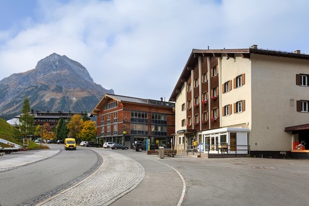 LECH, AUSTRIA - OCTOBER 18, 2018. Alpine village Lech in the fall. Lech, state of Vorarlberg, Austria Europeのeditorial素材