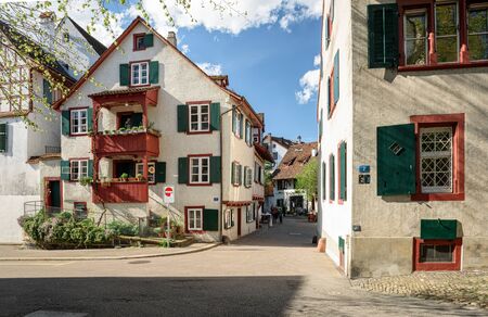 Old town. View of the historical residential neighborhood. Grossbasel district, city of Basel, Switzerland Europeの写真素材