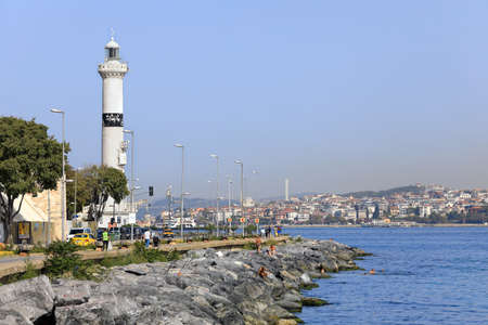 ISTANBUL, TURKEY - OCTOBER 05, 2020. View of historical lighthouse Ahirkapi Feneri. Ahirkapi neighborhood, Fatih district, City of Istanbul, Turkey.のeditorial素材