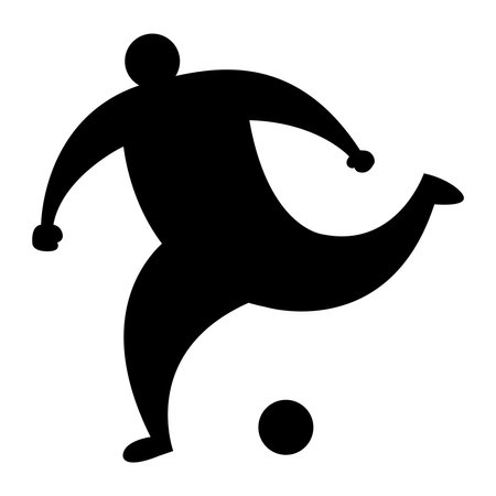 Silhouette of a stylized football player who shooting a ball.のイラスト素材