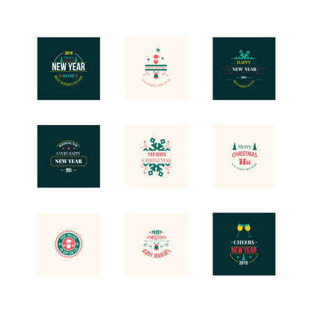 New Year Christmas label vector illustrationのイラスト素材