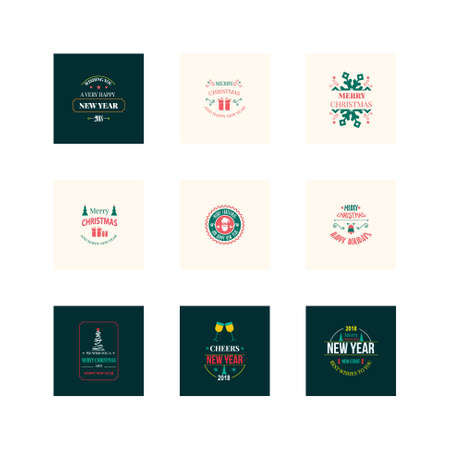 New Year Christmas label vector illustrationのイラスト素材