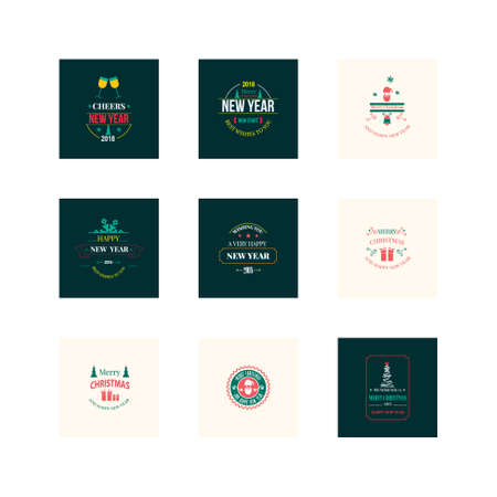New Year Christmas label vector illustrationのイラスト素材