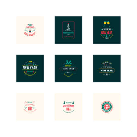 New Year Christmas label vector illustrationのイラスト素材