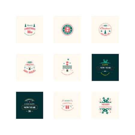 New year Christmas label vector illustrationのイラスト素材