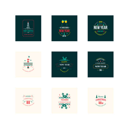 New year Christmas label vector illustrationのイラスト素材