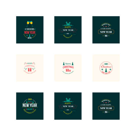 New year Christmas label vector illustrationのイラスト素材