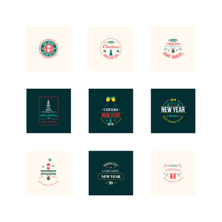 New Year Christmas label vector illustrationのイラスト素材