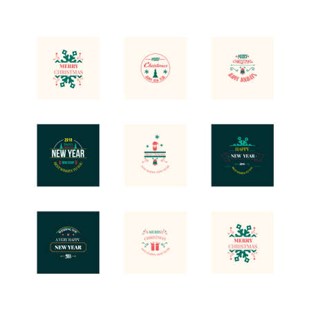 New year Christmas label vector illustrationのイラスト素材