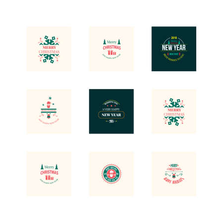 New Year Christmas label vector illustrationのイラスト素材