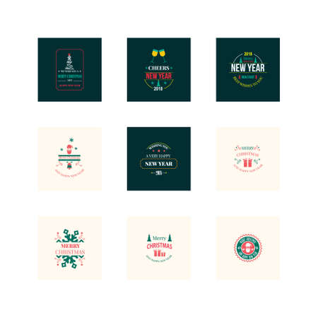 New Year Christmas label vector illustrationのイラスト素材