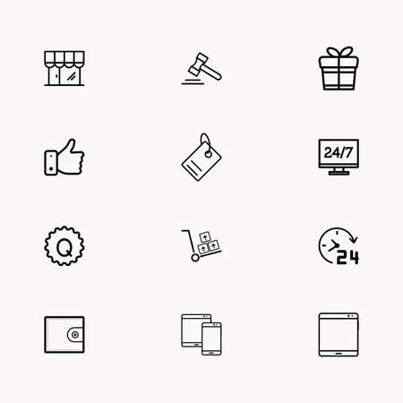 E-commerce line icon set Vector illustration isolated on white background.のイラスト素材