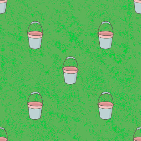 Seamless pattern empty bucket background. Vintage vector illustrationのイラスト素材