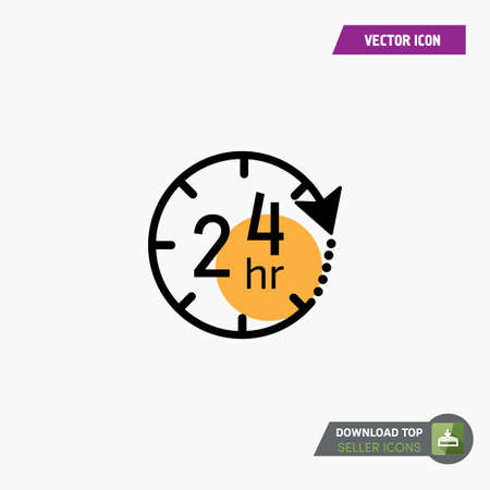 24-7 icon vector. Watch timer flat icon for apps and websites.のイラスト素材