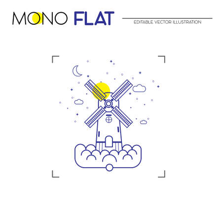 wooden mill vector icon. White background.のイラスト素材