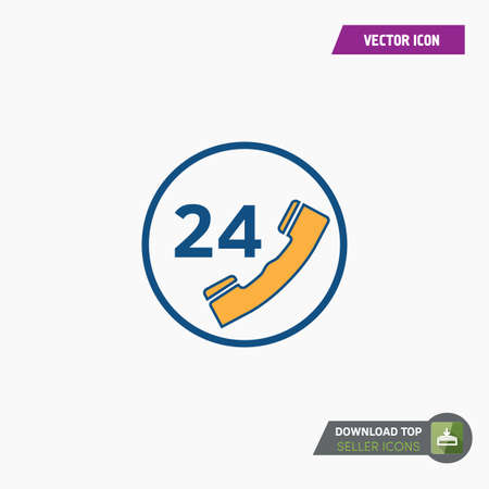 24-7 icon vector. watch timer flat icon for apps and websites. White background.のイラスト素材