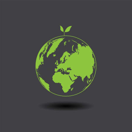 Eco earth vector illustration on dark grey background with shadowのイラスト素材