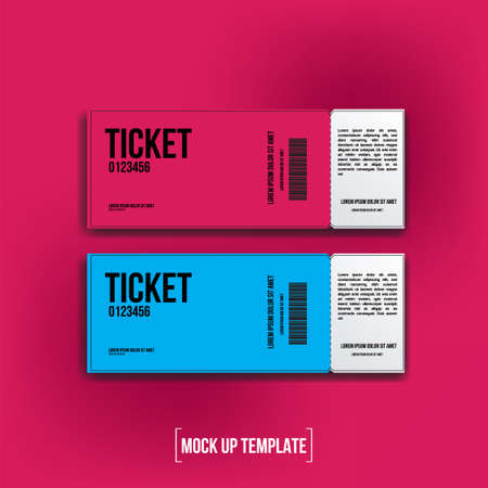 Ticket realistic mock up vector illustration on red backgroundのイラスト素材