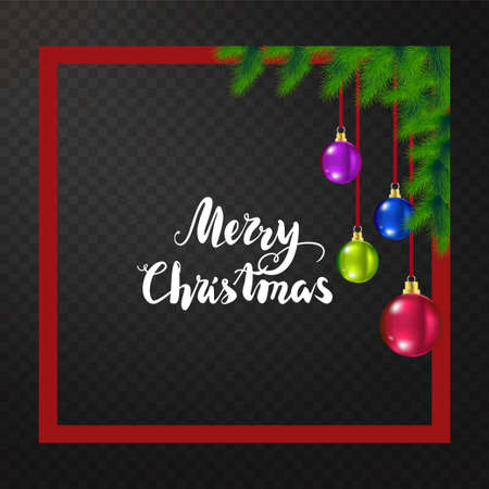 Marry Christmas and New Year greeting card - vector illustration on transparent backgroundのイラスト素材