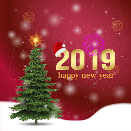 Christmas Greeting Card. Merry Christmas Party design with holiday decorations on vintage backgroundのイラスト素材