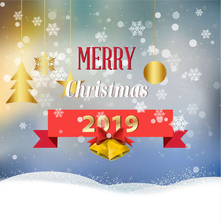 Christmas Greeting Card. Merry Christmas Party design with holiday decorations on vintage backgroundのイラスト素材