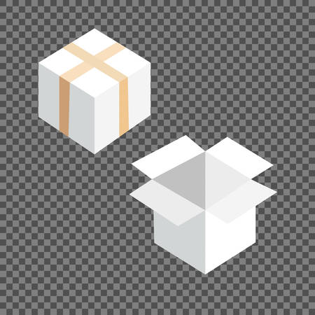 White square box vector templates set isolated on transparent background.のイラスト素材