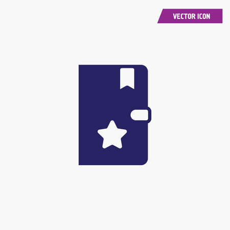 blue agenda diary note book icon with star and label, vector, white fontのイラスト素材