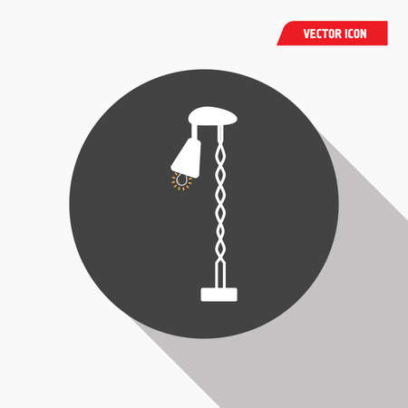 white standing lamp icon in black circle, shadow, vector eps10のイラスト素材