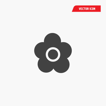 black flower icon in white background, vector eps10のイラスト素材