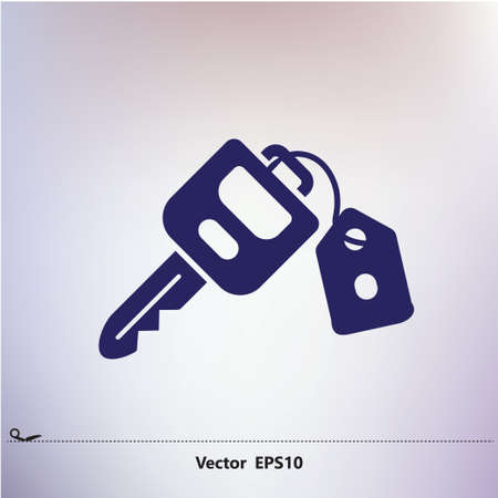 blue key with keychain icon, in white, grey, blue, blurred font, vector eps10のイラスト素材