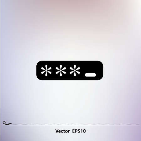 white star password icon in black frame, white, silver, grey, blurred fontのイラスト素材