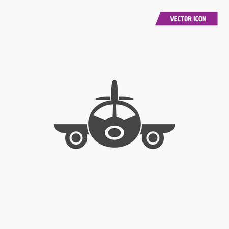 Silhouette of a modern jet airliner. Front view. Flat vector cartoon icon for infographic. - Vectorのイラスト素材
