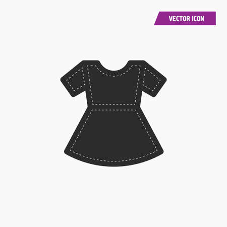 Black woman t shirt icon with short sleeves and white knit thread on it. Vector.のイラスト素材