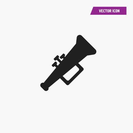 Black trumpet musical wind instrument isolated icon. - Vectorのイラスト素材
