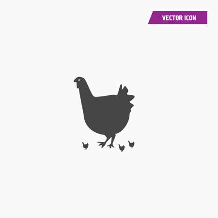 Vector chicken, hen silhouette icon. Flat design. vector on white.のイラスト素材
