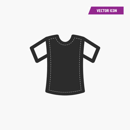 Black t shirt icon with white short sleeves. White knit on it. Vectorのイラスト素材