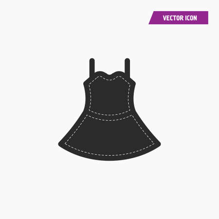 Black women sleeveless, string t shirt, mini dress icon. white knit thread on it. vector.のイラスト素材