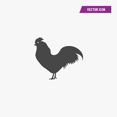 Vector chicken, hen, cock, rooster silhouette icon. Flat design. vector on white.のイラスト素材