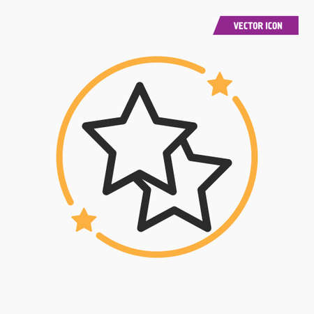 Star line icon, favorite outline vector logo illustration, linear pictogram isolated on white in yellow circle with stars. vector.のイラスト素材