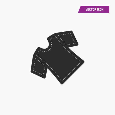Black t shirt, top icon with short sleeves. with white knit thread on it. vector.のイラスト素材