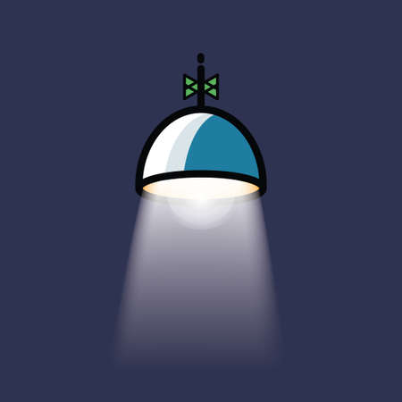 Amazing Lamp icon. Vector illustration. Pendant blue lamp illumination on purple background. Infographics, vector.のイラスト素材