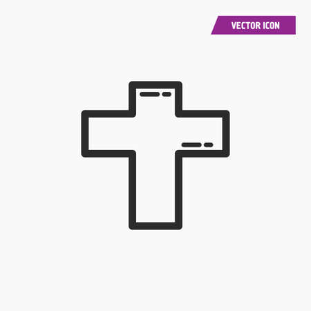 Illustration of an isolated grey cristian cross icon. Religion content. Vectorのイラスト素材
