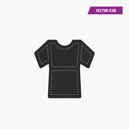 Black t shirt, top icon with short sleeves. with white knit thread on it. vector.のイラスト素材