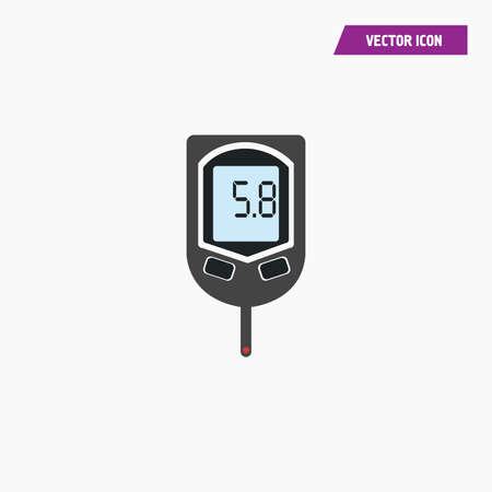 Black flat blood glucose test meter icon. Diabetes vector icon. - Vectorのイラスト素材