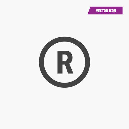 Black R letter in circle,register trademark symbol icon vector - Vectorのイラスト素材