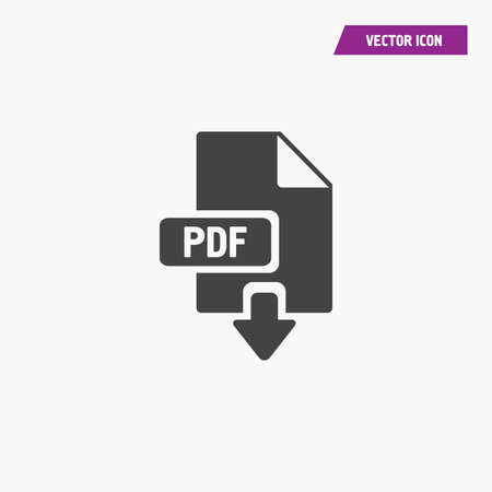 Black download pdf file with arrow icon isolated on white background - Vectorのイラスト素材