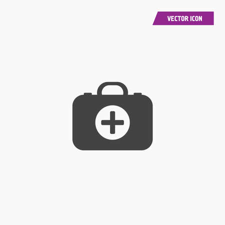 Black Medical Kit Bag Icon with cross in circle on it. Vector Illustration Logo Template - Vectorのイラスト素材